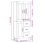 vidaXL Buffet haut Gris béton 69 5x34x180 cm Bois d'ingénierie