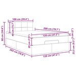 vidaXL Cadre de lit ottoman et matelas gris clair 120x200 cm velours