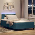 vidaXL Lit à ressort LED avec matelas Bleu foncé 120 x 190 cm Velours