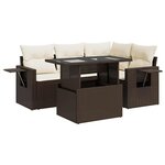 vidaXL Salon de jardin avec coussins 5 Pièces marron résine tressée