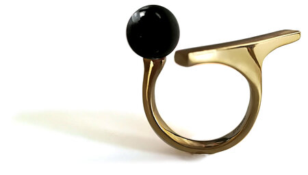 Bague céramique doré et noir