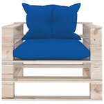 vidaXL Canapé palette de jardin avec coussins bleu royal Bois de pin