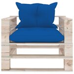 vidaXL Canapé palette de jardin avec coussins bleu royal Bois de pin