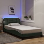 vidaXL Cadre de lit avec LED sans matelas gris foncé 100x200 cm tissu