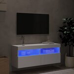 vidaXL Meuble TV mural avec lumières LED blanc 100x30x40 cm
