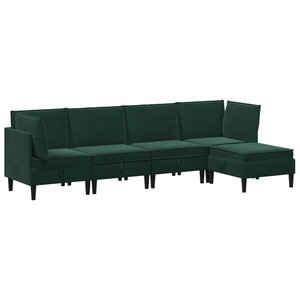 vidaXL Ensemble de meubles pour le salon 5 Pièces Vert foncé Velours