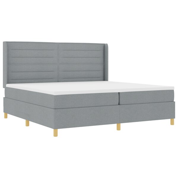 Lit avec matelas Box Spring vidaXL Gris clair 200x200 cm Tissu