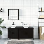 vidaXL Ensemble de meubles salle de bain 3 Pièces noir bois d'ingénierie