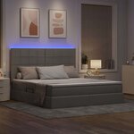 vidaXL Lit avec rangement et LED avec LED Taupe 160 x 200 cm Polyester