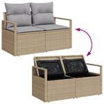 Ensemble de canapés de jardin 3 pièces avec coussins beige en poly rotin