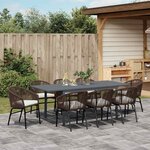 vidaXL Ensemble de salle à manger pour jardin 9 Pièces Marron Poly rotin