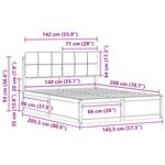 vidaXL Cadre de lit avec tête de lit rembourrée Noir 140 x 200 cm