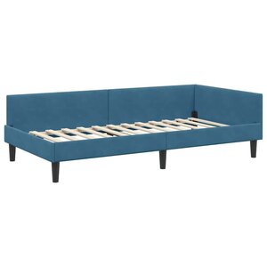 vidaXL Cadre de lit d'angle avec tête de lit Bleu 90 cm x 200 cm tissu