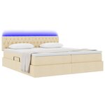 vidaXL Lit de rangement LED avec matelas Crème 200 x 200 cm Tissu