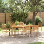 Ensemble de Salle à Manger de Jardin vidaXL 7 Pièces Beige Poly Rattan Acacia