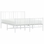 vidaXL Cadre de lit métal sans matelas et pied de lit blanc 120x200 cm