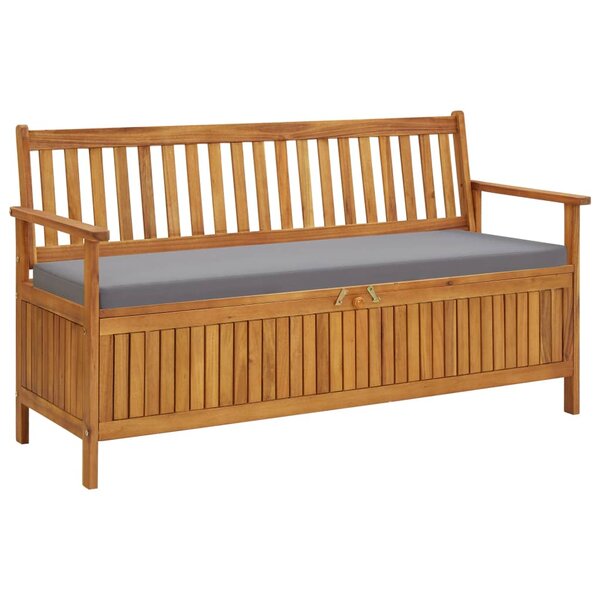 vidaXL Banc de rangement de jardin avec coussin 148 cm Bois d'acacia