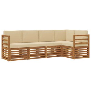 vidaXL Ensemble de canapé d'angle avec coussin 5 Pièces Naturel et Beige