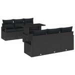 vidaXL Ensemble de canapé de jardin 7 pc 6-Nombre de places Noir
