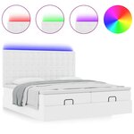 vidaXL Lit ottoman avec matelas & LED blanc pur 180x200cm similicuir