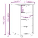 vidaXL Cabinet roulant Marron 65 5 x 34 x 39 cm Bois de Pin Massif