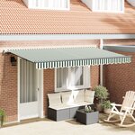 vidaXL Auvent Rétractable Vert et blanc 4 x 2 m Polyester