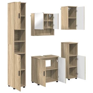 vidaXL Ensemble de mobilier de salle de bain 5 Pièces Chêne Sonoma