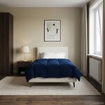 vidaXL Duvet d'été simple Matelassé Bleu foncé 140 x 220 cm Microfibre