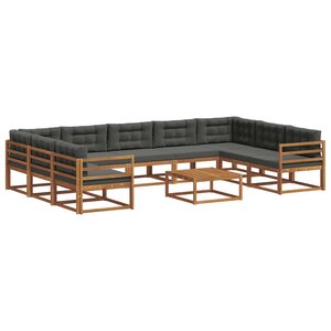 vidaXL Ensemble de canapés d'extérieur 10 Pièces Naturel et Anthracite