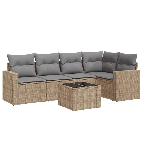 vidaXL Salon de jardin avec coussins 6 Pièces beige résine tressée
