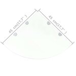 vidaXL Étagères d'angle 2 Pièces et supports Verre Transparent 45x45 cm