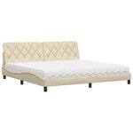 vidaXL Lit avec matelas crème 200x200 cm tissu