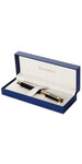 WATERMAN Perspective stylo plume, noir brillant avec clip doré à l’or 23 k, plume moyenne, cartouche d'encre bleue, coffret cadeau