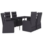 vidaXL Ensemble à manger de jardin avec coussins 7 Pièces Noir