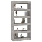 vidaXL Bibliothèque/Séparateur de pièce Gris béton bois d'ingénierie