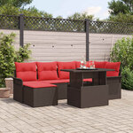 vidaXL Ensemble de canapé de jardin 7 Pièces Marron polyrotin