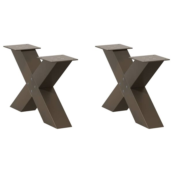 vidaXL Pieds de table basse en forme de X  2 pièces  acier naturel  50 x (30-31) cm