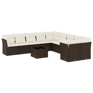 vidaXL Salon de jardin et coussins 11 Pièces marron résine tressée