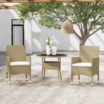 vidaXL Ensemble à manger de jardin 3 Pièces Résine tressée Beige