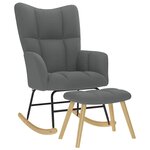 vidaXL Chaise à bascule avec repose-pied Gris foncé Tissu