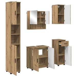 vidaXL Ensemble de mobilier de salle de bain 5 Pièces Chêne artisanal