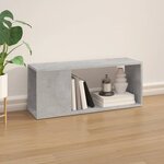 vidaXL Meuble TV Gris béton 80x24x32 cm Bois d'ingénierie