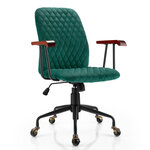 Fauteuil de bureau à roulette en velours style vintage elégant chaise pivotante réglable vert 20_0005814
