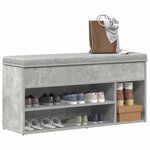 vidaXL Banc à chaussures gris béton 102x30 5x45 cm bois d'ingénierie