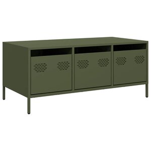 vidaXL Table basse vert olive 101 5x50x43 5 cm acier laminé à froid
