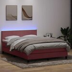 vidaXL Sommier à lattes de lit avec matelas et LED rose 140x210 cm velours