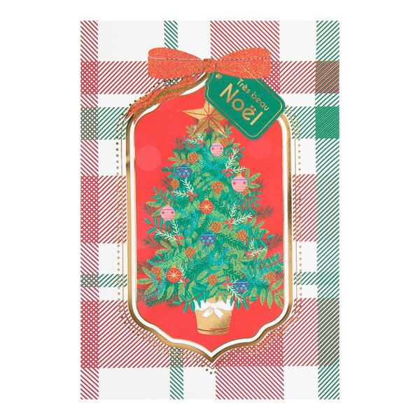 Carte De Vœux Noël Chic Sapin Tartan - Draeger paris