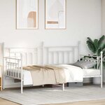 vidaXL Cadre de lit de jour avec tête de lit Blanc 90 x 190 cm Acier