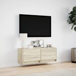 vidaXL Meuble TV mural avec lumières LED chêne sonoma 100x31x35 cm