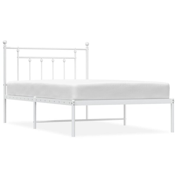 vidaXL Cadre de lit métal sans matelas et tête de lit blanc 107x203 cm